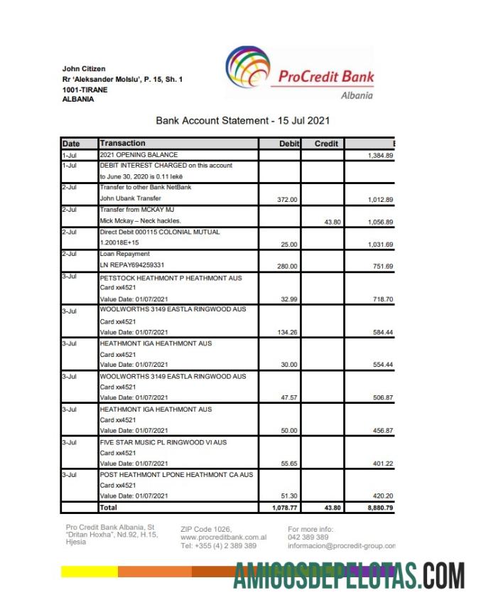 Albania ProCredit Bank In Excel Format.pdf amostra